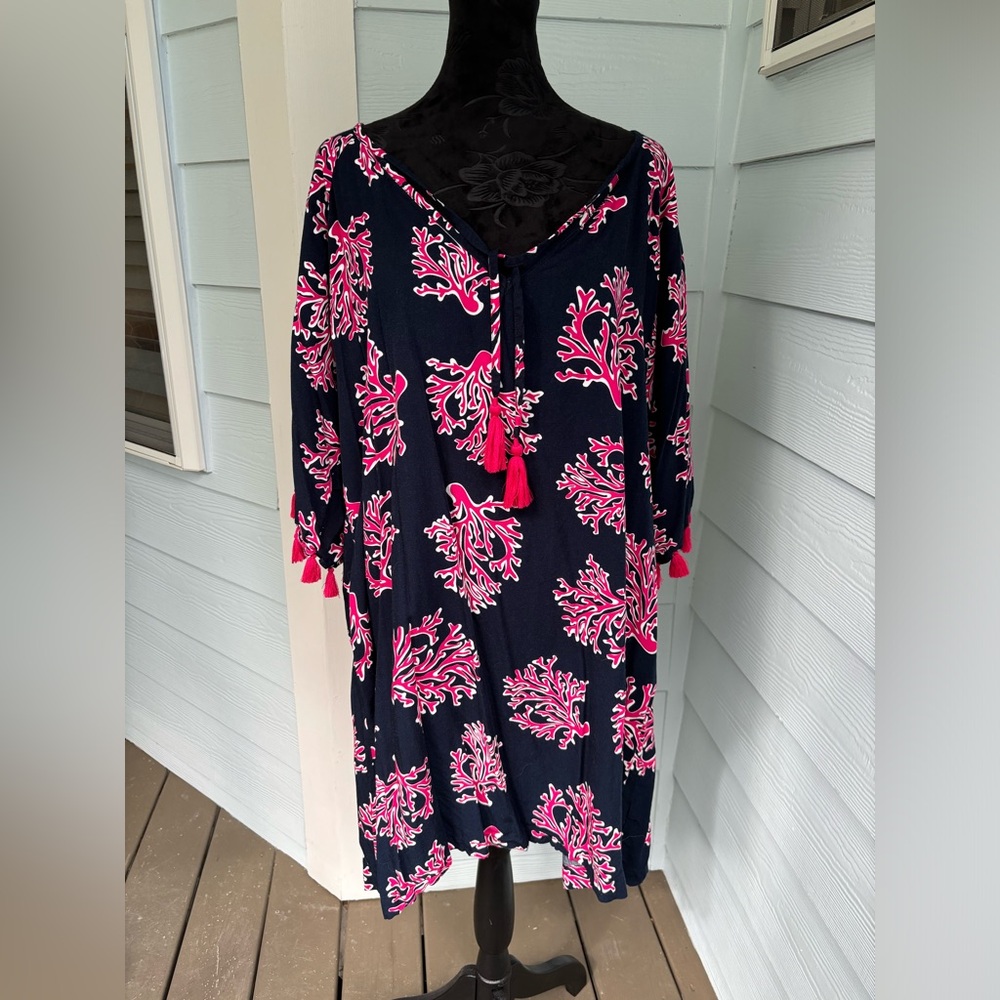 2x escapada navy and pink dress with tassel details